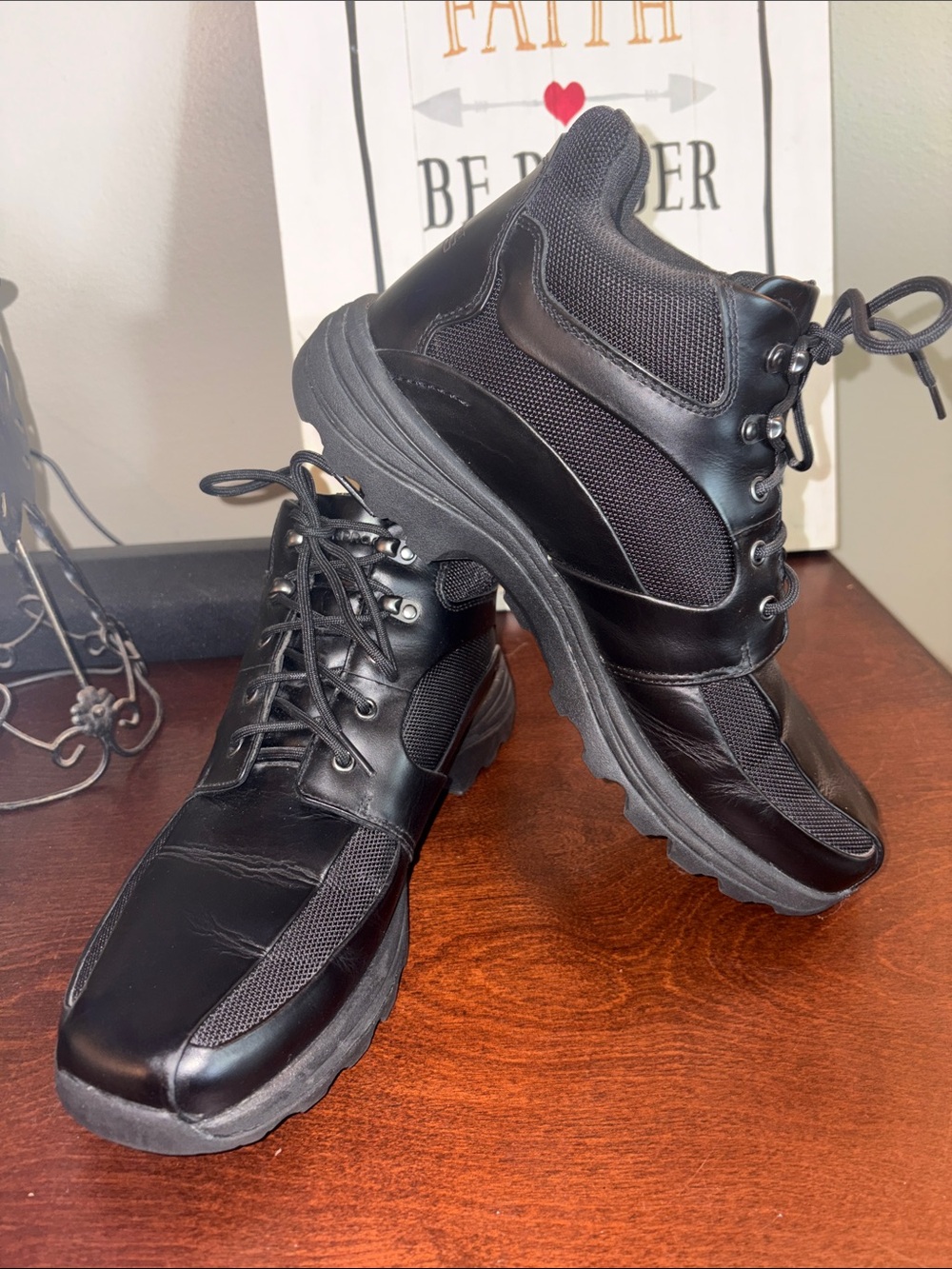Rockport XCS Black Waterproof Leather Mid Hiking Trail Boots Men's Size 10 EUC